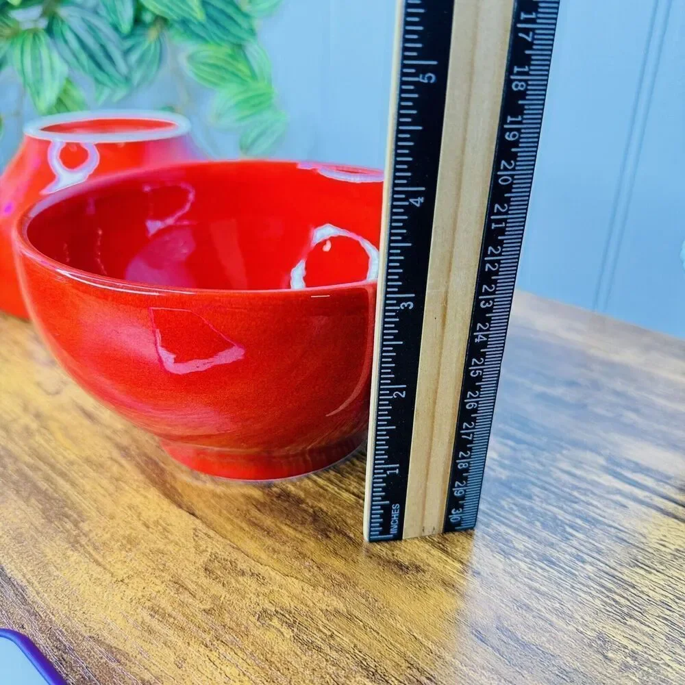 2 Crate&Barrel Red Coupe 5.75in Cereal Soup Bowls Crate and Barrel & VERY NICE